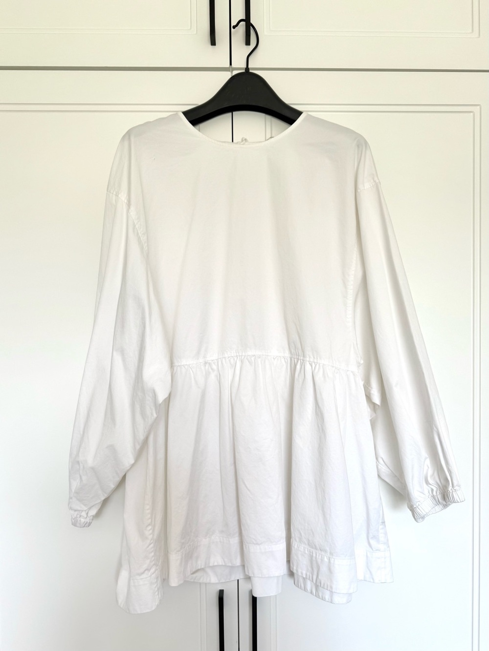 COS White Peplum Long-Sleeve Top
